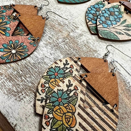 *NEW* Garden Grace Painted Wood Earrings - Sip Sleeves