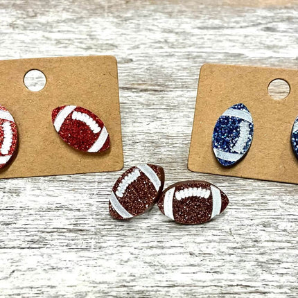 *NEW* Glitter Football Acrylic Laser Cut Earrings - Sip Sleeves