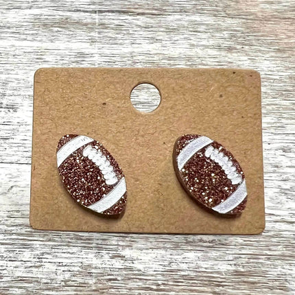 *NEW* Glitter Football Acrylic Laser Cut Earrings - Sip Sleeves