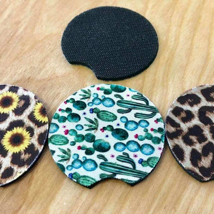 *New Delivery* Neoprene Car Coaster Set of 2 for Cup Holder Absorbent Washable and Fun - Sip Sleeves