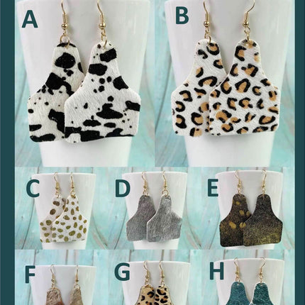 New Textured Cow Tag Earrings! ~Genuine Leather - Sip Sleeves