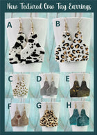 New Textured Cow Tag Earrings! ~Genuine Leather - Sip Sleeves