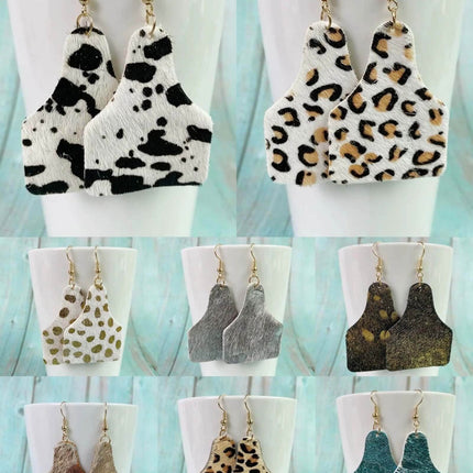 New Textured Cow Tag Earrings! ~Genuine Leather - Sip Sleeves