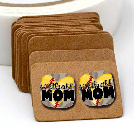 Now In Stock ~ Softball 🥎 Mom Acrylic Laser Cut Earrings - Sip Sleeves