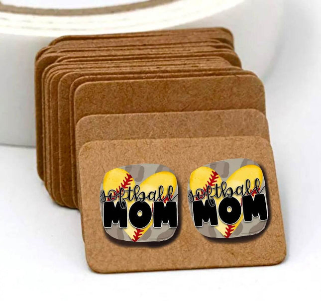Now In Stock ~ Softball 🥎 Mom Acrylic Laser Cut Earrings - Sip Sleeves