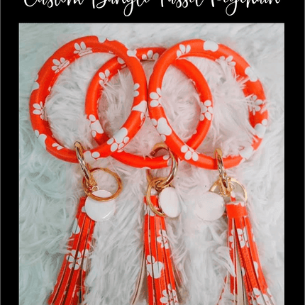 Orange Paw Bangle Tassel Key Bracelet - Sip Sleeves