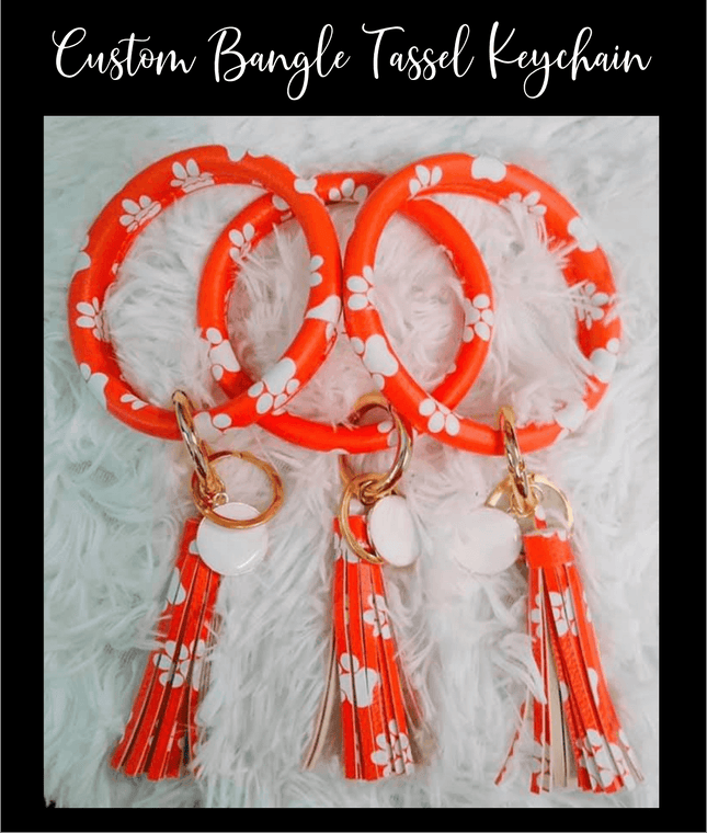 Orange Paw Bangle Tassel Key Bracelet - Sip Sleeves