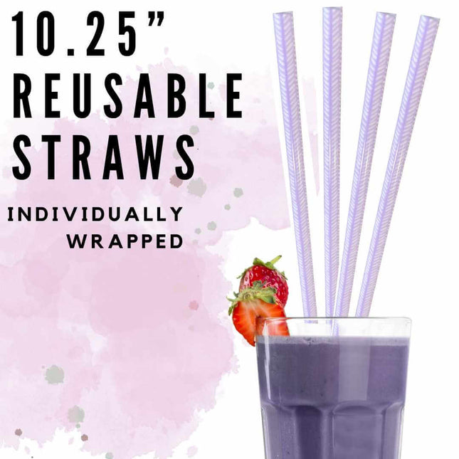 Purple Abstract 10.25" Long Printed Plastic Straws ~ IND WRAPPED