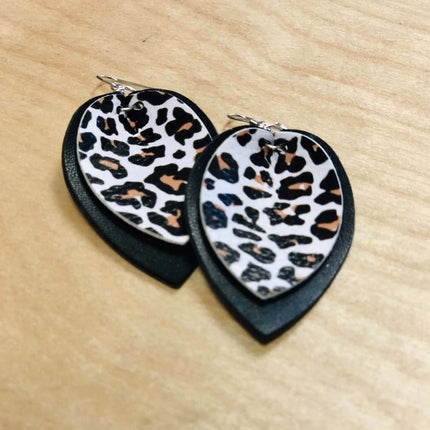 RTS 💕 Triple Layer Leopard Tear Drop Earrings - Sip Sleeves