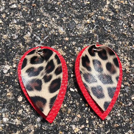 RTS 💕 Triple Layer Leopard Tear Drop Earrings - Sip Sleeves