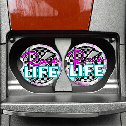 Race Life Neoprene Car Coaster Set for Cup Holder Absorbent Washable and Fun - Sip Sleeves