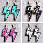 Retro Lightening Bolt Dangle Marbled Earrings *NEW* Painted Wood - Sip Sleeves