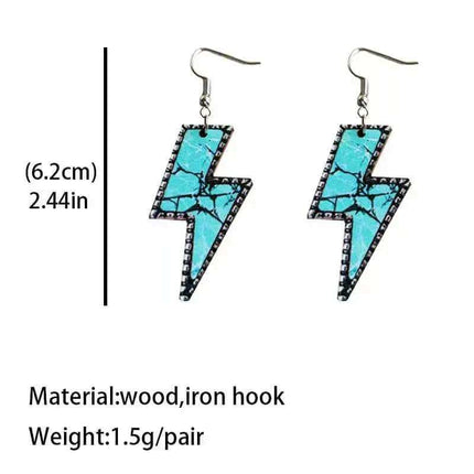 Retro Lightening Bolt Dangle Marbled Earrings *NEW* Painted Wood - Sip Sleeves