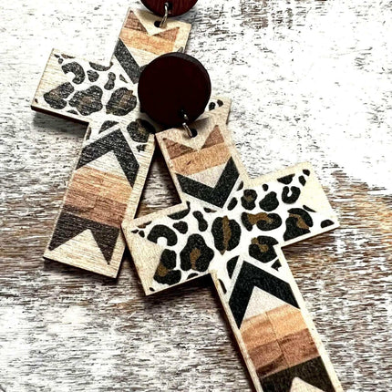 Rich Wood Leopard Accent Earrings ~ these are A+ and *new* - Sip Sleeves