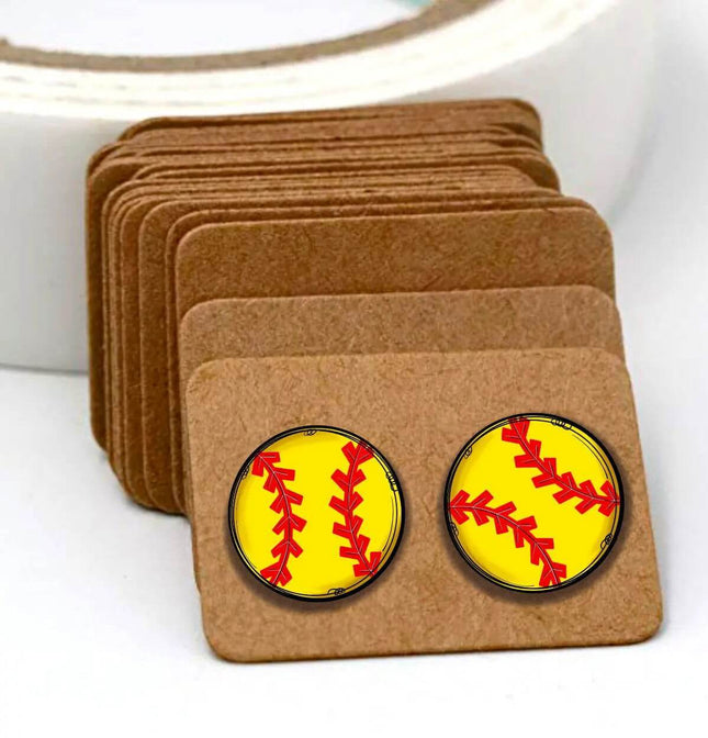Round Softball 🥎 Acrylic Laser Cut Earrings - Sip Sleeves