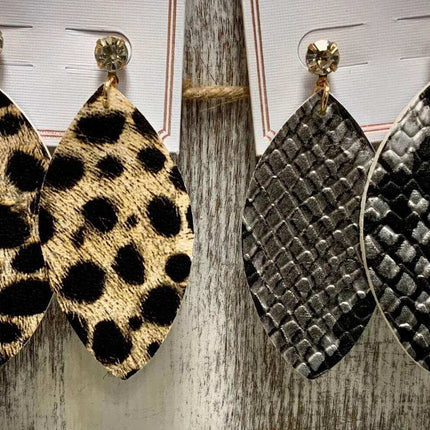 Sassy Tear Drop Animal Print Earrings - Sip Sleeves