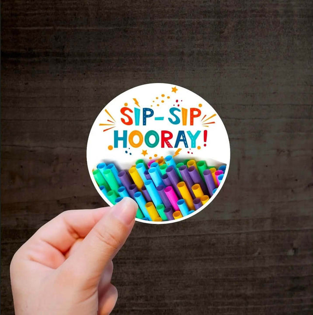 Sip Sip Hooray 🧋 Exclusive Custom Vinyl Sticker 10 Pack - Sip Sleeves