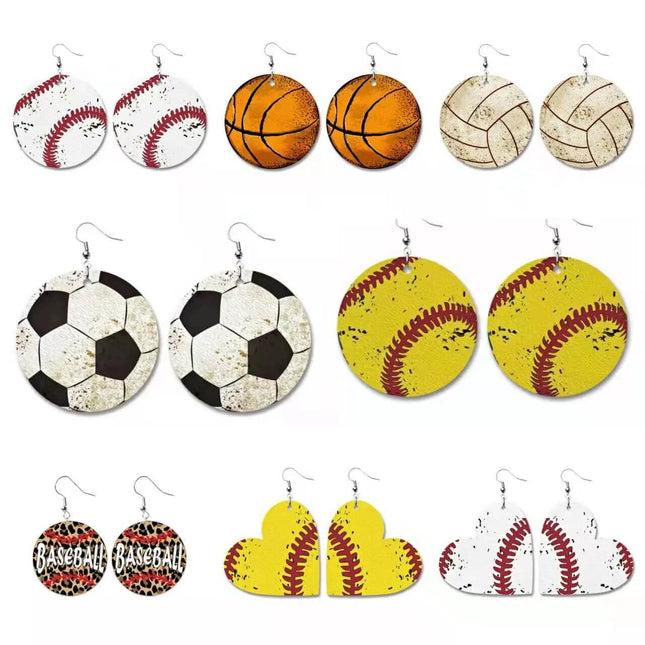 Sports Drop Vegan Leather Earrings - Sip Sleeves