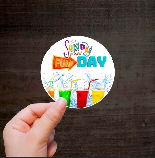 Sunday Fun Day 🌟 Exclusive Custom Vinyl Sticker 10 Pack - Sip Sleeves
