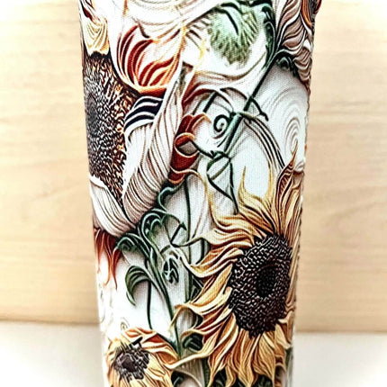 Sunflower Haze Print Slim Can Koozie - Sip Sleeves