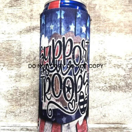 Support Our Troops Print Slim Can Koozie - Sip Sleeves