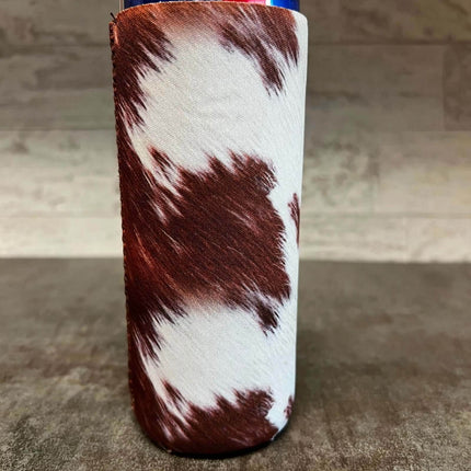 Total Cowhide Cow Print Slim Can Koozie - Sip Sleeves