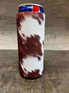Total Cowhide Cow Print Slim Can Koozie - Sip Sleeves