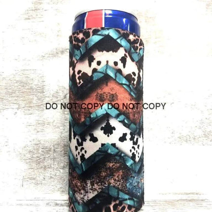 Total Western Print Slim Can Koozie - Sip Sleeves