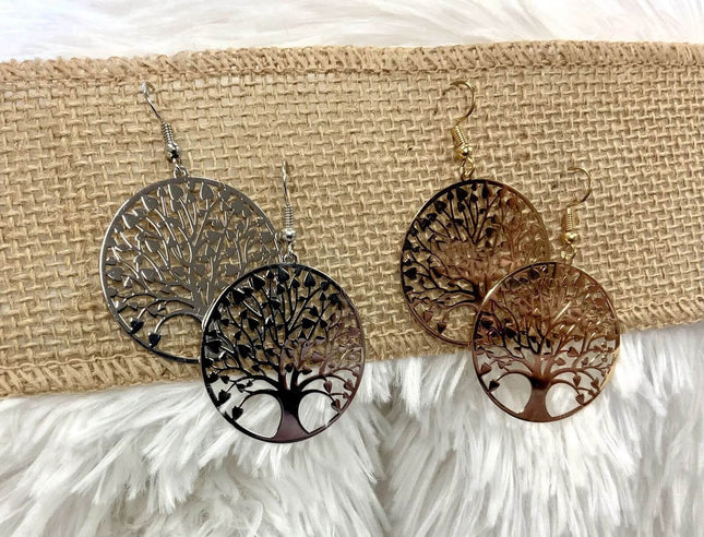 Tree Of Life Stainless Steel Laser Cut Earrings - Sip Sleeves