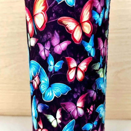 Vibrant Butterflies Print Slim Can Koozie - Sip Sleeves