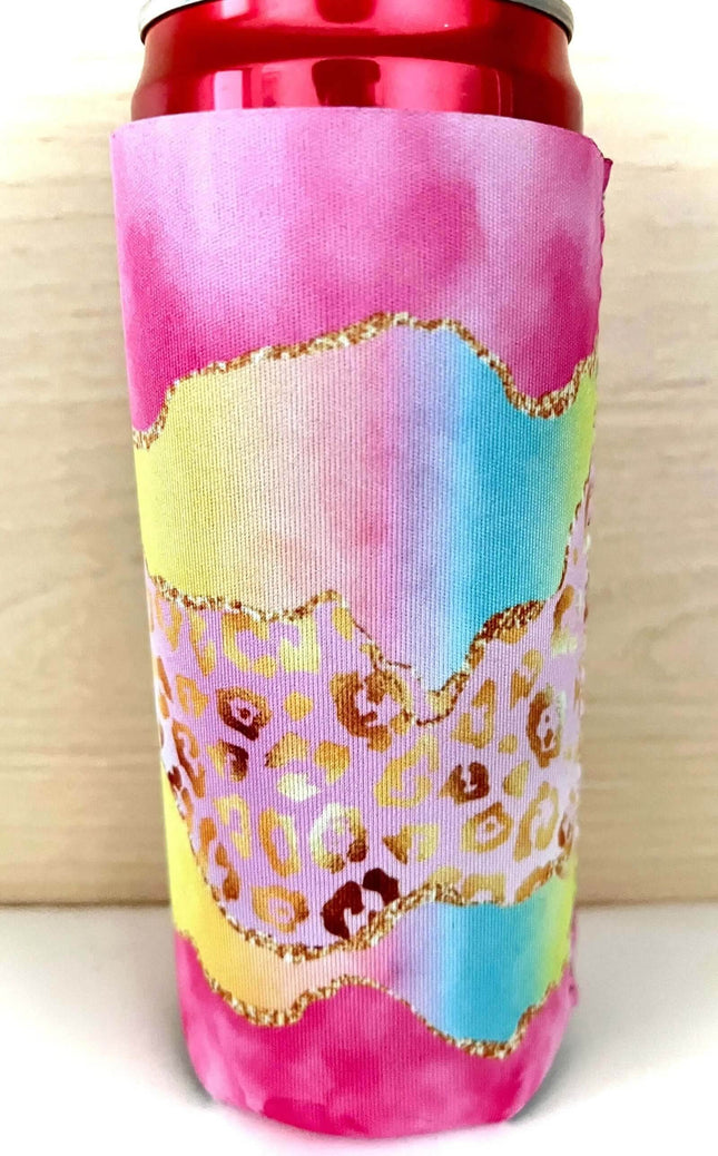Watercolor Leopard Print Slim Can Koozie - Sip Sleeves