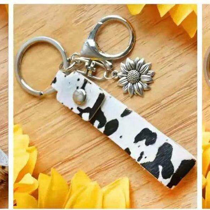 Wild Side Genuine Leather Keychain Animal Prints - Sip Sleeves