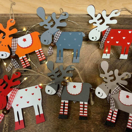 Wooden ~ 6 Pack Moose Holiday Ornaments - Sip Sleeves
