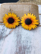 Wooden Sunflower Earrings - RTS - Sip Sleeves