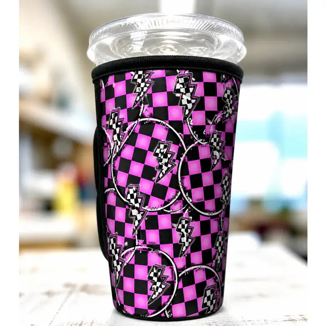 30 OZ Checkered Fast Lane Insulated Cup Cover Sip Sleeve