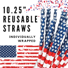 a bunch of straws with the american flag in the background