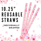 a bunch of pink straws sitting on top of a table