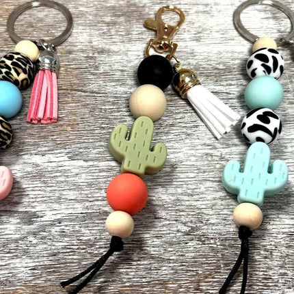*just arrived* Cactus Stacked Silicone Bead Keychain - Sip Sleeves