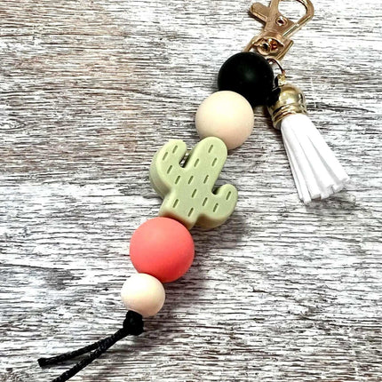 *just arrived* Cactus Stacked Silicone Bead Keychain - Sip Sleeves